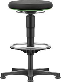 BIMOS Allround Hocker mit Gleiter/Fußring grüner Farbring Sitzh. 530-750mm Stoff schwarz ø 400mm Produktbild