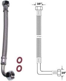 Winkel-Anschlussrohr flexibel 200 mm 3/8"X3/8" Produktbild