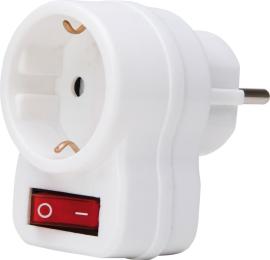 Schuko-Zwischenstecker mit Schalter, arktisweiß Produktbild