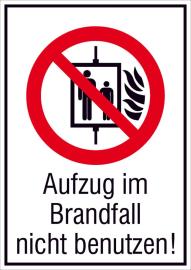 SAFETYMARKING Verbotsschild Aufzug im Brandfall nicht benutzen Folie nachleuchtend 131x185mm Produktbild