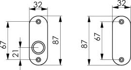 Drücker-Rosette 479 32x87x7mm,rd.Form Leichtmetall silberfarbig Produktbild