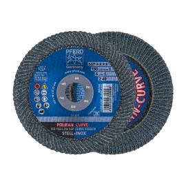 PFERD TOOLS POLIFAN CURVE Fächerscheibe PFR 150x22,23 mm Breite L Z40 SGP STEELOX für Stahl/Edelstahl Produktbild