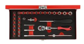 GEDORE R49044033 Steckschlüssel-Satz 1/4" 4-13mm 33-teilig Produktbild