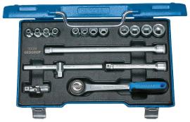 GEDORE 30 GMU-3 Steckschlüssel-Satz 3/8" 17-teilig 6-kant 6-19 mm Produktbild