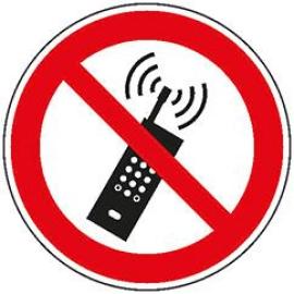SAFETYMARKING Verbotsschild Eingeschaltete Mobiltelefone verboten Folie ø 100mm Produktbild