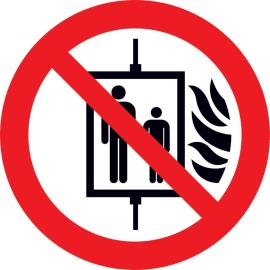 SAFETYMARKING Verbotsschild Aufzug im Brandfall nicht benutzen Folie ø 100mm Produktbild