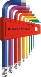 PB SWISS TOOLS Winkelsch-raubendrehersatz farbig Kugelkopf 6-kant 1,5-10mm9-teilig im Halter Produktbild