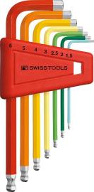 PB SWISS TOOLS Winkelsch-raubendrehersatz farbig Kugelkopf 6-kant 1,5-8mm 7-teilig im Halter Produktbild