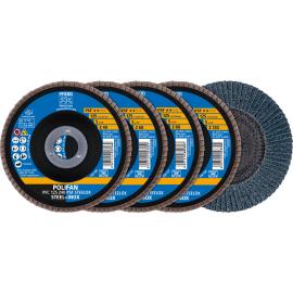 PFERD TOOLS POLIFAN Fächerscheiben Set PFC 125 konisch Z40/60/80/120 PSF STEELOX für Stahl/Edelstahl Produktbild