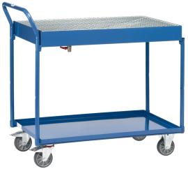 Tischwagen m. Wannen 2722LF 1000x600mm, 300kg ob.Wanne m.Gitterrost RAL5007 fetra Produktbild