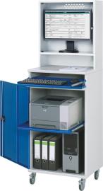 Computer-Schrank B650xT520xH1895 mm RAL 7035/5010 mobil Gehäuse mit Tür Produktbild