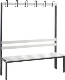 Garderobenbank einseitig B1500xT403xH1710 mm RAL 7021/Kunststoff -Leisten ohne Schurost, 4 Füße CP Produktbild