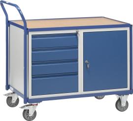 FETRA Tischwagen 2635 Tragkraft 300kg mit 4 Schubladen und Flügeltür H1000xø600mm Produktbild