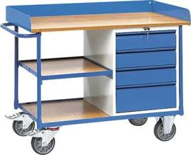 FETRA Werkstattwagen 2437 Tragkraft 400kg mit 4 Schubladen & 3 Ladeflächen & Umrandung 1120x650mm Produktbild