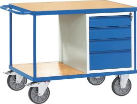 FETRA Werkstattwagen 2474 schwer Tragkraft 600kg mit 4 Schubladen und 2 Ladeflächen H1050xø700mm Produktbild