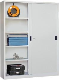 Schwerlastschiebetürenschrank mit Vollblechtüren und Mitteltrennwand, Böden verzinkt Produktbild