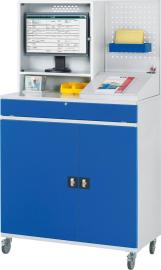 Computer-Schrank B1100xT520xH1895 mm RAL 7035/5010 mobil Gehäuse mit Tür Produktbild