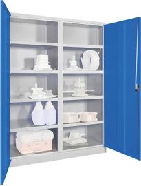 Schwerlastschrank mit TürenB1470xT630xH1950 mm 8 Böden RAL 7035/5012 Mittelwand Produktbild