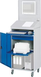 Computer-Schrank B650xT520xH1895 mm RAL 7035/5010 mobil Gehäuse offen Produktbild