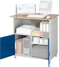 RAU. Computer-Tisch Modell 1023 stationär 1100x800x1100mm RAL7035/5010 Produktbild