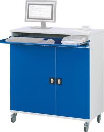 Computer-Schrank B1100xT520xH1185 mm RAL 7035/5010 mobil ohne Monitorgehäuse Produktbild