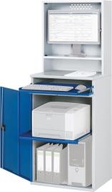 Computer-Schrank B650xT520xH1770 mm RAL 7035/5010 stationär Gehäuse mit Tür Produktbild