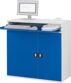 Computer-Schrank B1100xT520xH1060 mm RAL 7035/5010 stationär ohne Monitorgehäuse Produktbild