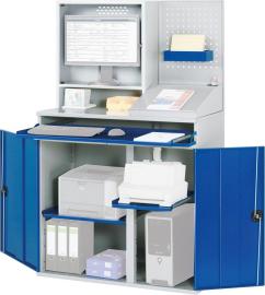 Computer-Schrank B1100xT520xH1770 mm RAL 7035/5010 stationär Gehäuse mit Tür Produktbild