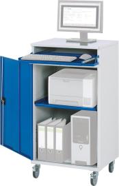 Computer-Schrank B650xT520xH1185 mm RAL 7035/5010 mobil ohne Monitorgehäuse Produktbild