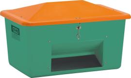 Streugutbehälter 1100 l B1630xT1210xH1010 mm mit Entnahmeöffnung grün/orange CEMO Produktbild