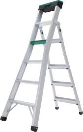 FORTIS 2-in-1 Sprossen- Steh-/Anlegeleiter m. Werkzeugk. Alu 5 Sprossen Höhe 1,80m/Höhe 2,95m Produktbild