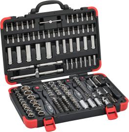 VIGOR Steckschlüssel Satz ∙ V2461N ∙ 1/4 Zoll (6,3 mm) Sechskant massiv, 5/16 Zoll (8 mm) Sechskant massiv, 1/4 Zoll (6,3 mm) Vierkant hohl, 3/8 Zoll (10 mm) Vierkant hohl, 1/2 Zoll (12,5 mm) Vierkant hohl ∙ Außen TORX® Profil, Außen Sechskant Profil, Innen Keilprofil Ribe-CV, Innen TORX® Profil, Innen Vielzahn Profil XZN, Innen Sechskant Profil, Kreuzschlitz Profil PH, Pozidriv Profil PZ, Schlitz Profil, Tamper Resistant TORX® Profil ∙ 164-teilig ∙ 0,8&nbsp;x&nbsp;4&nbsp;–&nbsp;1,2&nbsp;x&nbsp;7 · 1,3&nbsp;–&nbsp;32 · E4&nbsp;–&nbsp;E22 · PH0&nbsp;–&nbsp;PH2 · PZ0&nbsp;–&nbsp;PZ2 · T9&nbsp;–&nbsp;T30 ∙ Anzahl Werkzeuge: 164 Produktbild