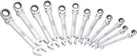 VIGOR Gelenk Ratschen-Ring-Maulschlüssel Satz ∙ V2818 ∙ Außen Doppelsechskant Profil, Außen Sechskant Profil ∙ 12-teilig ∙ 8&nbsp;–&nbsp;19 ∙ Anzahl Werkzeuge: 12 Produktbild