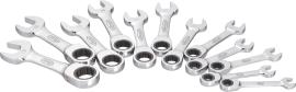 VIGOR Ratschen-Ring-Maulschlüssel Satz ∙ kurz ∙ V2821 ∙ Außen Doppelsechskant Profil, Außen Sechskant Profil ∙ 12-teilig ∙ 8&nbsp;–&nbsp;19 ∙ Anzahl Werkzeuge: 12 Produktbild