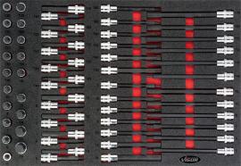 VIGOR Schraubendrehereinsatz Satz ∙ V4727 ∙ 1/2 Zoll (12,5 mm) Vierkant hohl ∙ Innen TORX® Profil, Innen Keilprofil Ribe-CV, Innen Sechskant Profil, Innen Vielzahn Profil XZN ∙ 62-teilig ∙ 5&nbsp;–&nbsp;19 · T20&nbsp;–&nbsp;T70 ∙ Anzahl Werkzeuge: 62 Produktbild