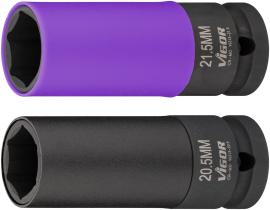 VIGOR Schlagschrauber Steckschlüssel Satz ∙ V6313 ∙ 1/2 Zoll (12,5 mm) Vierkant hohl ∙ Außen Sechskant Profil ∙ 2-teilig ∙ Anzahl Werkzeuge: 2 Produktbild