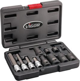 VIGOR Bremssattel-Verschraubungs Satz ∙ V7158 ∙ 12-teilig ∙ 7 – 22 mm ∙ Anzahl Werkzeuge: 12 Produktbild