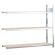 Anbauregal, Weitspannregal WS 2000 mit Spanplatten, 2000 x 2000 x 600 mm (HxBxT), verzinkt, 3 Ebenen, Fachlast 400 kg, Feldlast 1.200 kg Produktbild img4 S