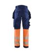 Damen High Vis Arbeitshose Softshell Marineblau/Orange D19 Produktbild img2 S