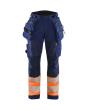 Damen High Vis Arbeitshose Softshell Marineblau/Orange D19 Produktbild img1 S