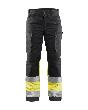 Damen High Vis Arbeitshose mit Stretch Schwarz/Gelb D19 Produktbild img1 S