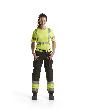 Damen High Vis Arbeitshose mit Stretch Schwarz/Gelb D19 Produktbild img3 S