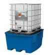 asecos IBC-Station mit Lagerbock, PE Blau, für 1 x 1000-L-IBC, Maße 1380x1575x760 mm Produktbild img1 S