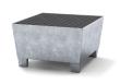 asecos Auffangwanne mit verzinktem Gitterrost, verzinkter Stahl, für 1 x 200-L-Fass + Kleingebinde, Maße 815x885x473 mm Produktbild img1 S
