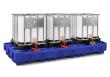 asecos IBC-Station mit Abfüllbereich, PE Blau, für 3 x 1000-L-IBC, Maße 3640x1800x450 mm Produktbild img1 S
