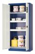 asecos Umweltschrank E.195.095 in Enzianblau, Flügeltüren in Lichtgrau, 3x Wannenboden (Stahlblech) Produktbild img1 S