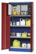 asecos Umweltschrank E.195.095.F in Enzianblau, Flügeltüren in Rubinrot, 2x Wannenboden (Stahlblech), Typ-30-Sicherheitsbox Produktbild