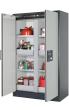 asecos Sicherheitsschrank Q90.195.120.MM in Anthrazitgrau, Flügeltüren in Lichtgrau, 4x Fachboden und Lochblech (Stahlblech) Produktbild