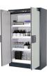 Sicherheitsschrank Q90.195.120 in Anthrazitgrau, Flügeltüren in Lichtgrau, 3x Wannenboden (Polypropylen) Produktbild