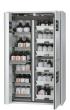 asecos Kombi-Sicherheitsschrank K90.196.120.MF.FWAC in Lichtgrau, Flügel- und Falttür, 6x Auszugswanne (Edelstahl), 6x Tablarauszug Produktbild